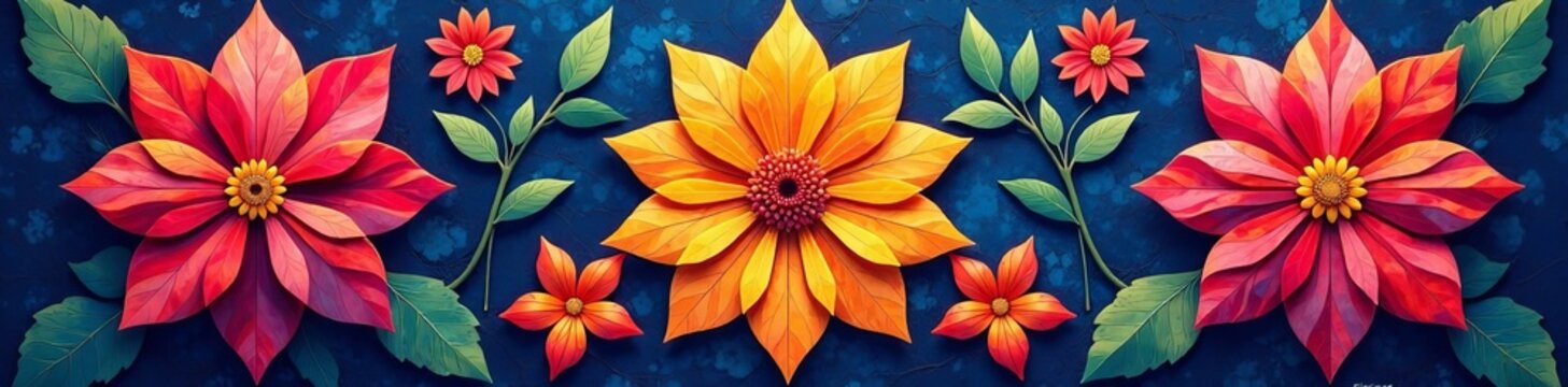 Vibrant starflower quilt with seamless design, craft, colorful