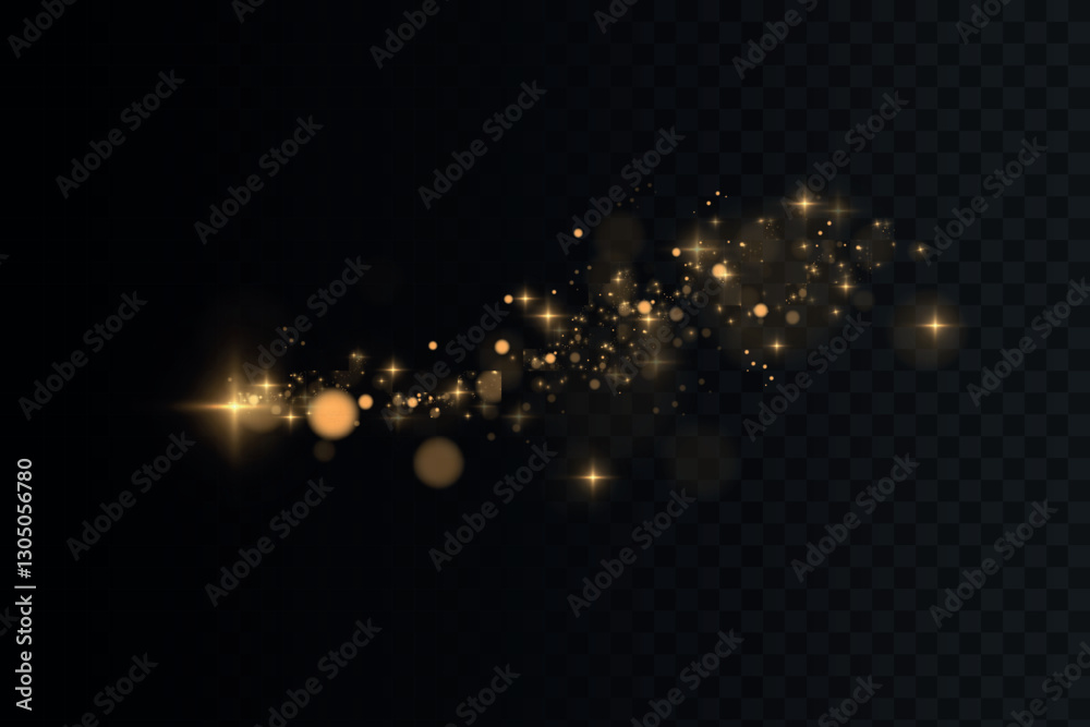 Poster Vector sparkles on a transparent background. Christmas light effect. Sparkling magical dust particles.The dust sparks and golden stars shine with special light