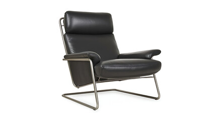 Fototapeta premium A black leather chair with a metal frame