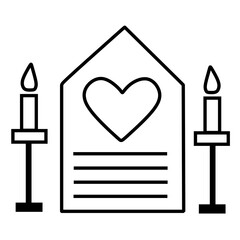wedding invitation icon, drawing of heart