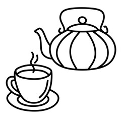 teapot and cup vector icon