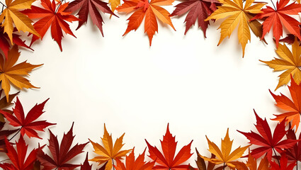 Maple leaves and Canadian wildlife border frame with natural copy space for Canada Day concept as Beautiful maple leaves and diverse Canadian wildlife framing natural space for Canada Day messages in 