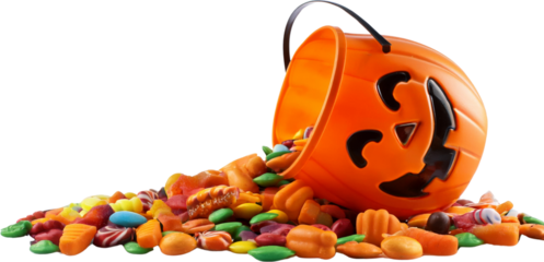 Spilled Halloween Candy Corn Pumpkin Bucket Assorted Sweets Treats