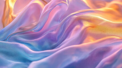Obraz premium Close-up of silk fabric draped gracefully, smooth texture, gentle folds, soft light reflection, luxury fashion material.
