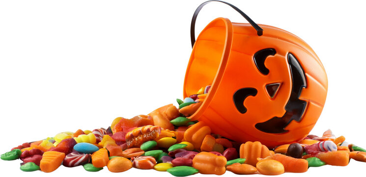 Spilled Halloween Candy Corn Pumpkin Bucket Assorted Sweets Treats