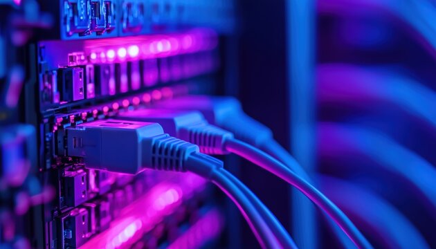 Close-Up Photography Of A Network Cable Connecting To A Network Core Switch, Highlighting The Connection Point. Ideal For Networking Enthusiasts.