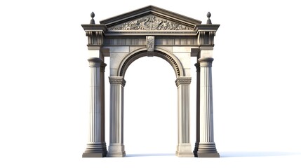 Naklejka premium Monumental Greek Archway with Ornate Columns and Friezes in Clean Composition