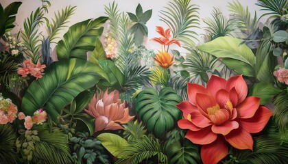 Fototapeta premium Botanic mural, wallpaper design