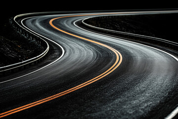 Winding road in the night