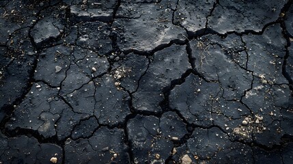 Fototapeta premium Gritty Asphalt Texture with Deep Cracks and Grunge Detailing