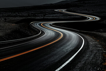 Winding road in the night