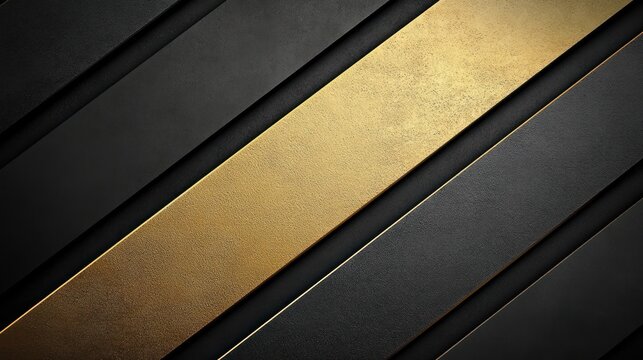 Diagonal Black & Gold Textured Stripes