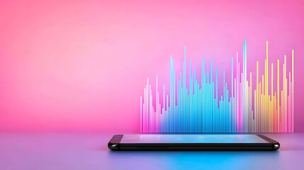 Sleek Holographic Crypto Trading Screen on Futuristic Smartphone with Investment Assistant