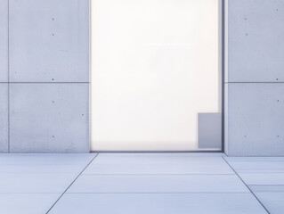 Obraz premium Minimalist architectural design featuring a large concrete wall and bright white doorway