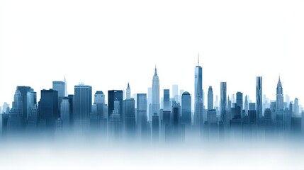 Naklejka premium Urban skyline silhouette with blue gradient background.