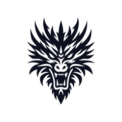 Obraz premium aggressive dragon face logo.