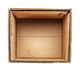 Cardboard box home still life recycling focus isolated on transparent background png