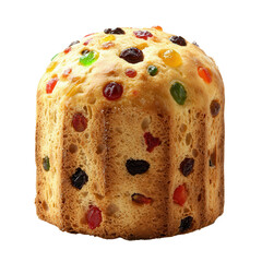 Festive Delight: A delicious panettone adorned with vibrant candied fruits, a visual feast of flavors. capturing the spirit of celebration, baking artistry.