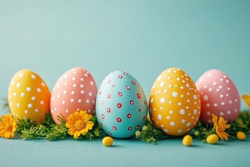 easter eggs in the grass