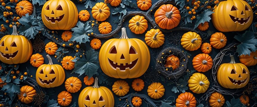 elegant yellow theme Halloween season abstract background concept backdrop illustration cartoon