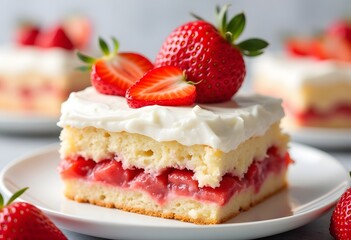 Sponge cake with cream and strawberries
