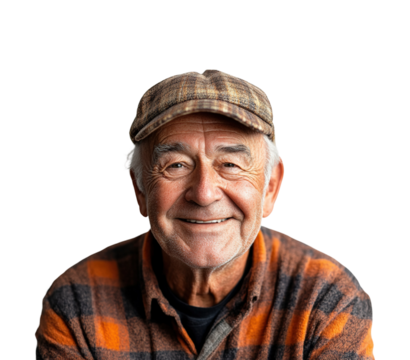 Smiling elderly man portrait joy isolated on transparent background png
