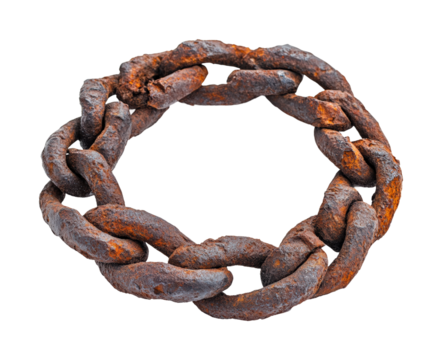 Rusty chain circular sculpture isolated on transparent background png