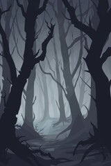 Obraz premium Mysterious dark forest in eerie twilight