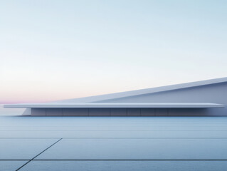 Obraz premium Modern architectural design featuring a minimalist structure against a serene background