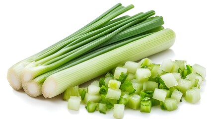 Green Onions, Chopped on White