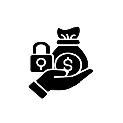 hand holding money bag vector illustration