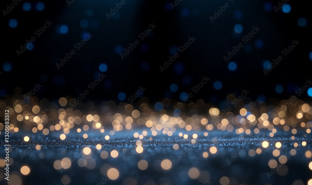 Poster bokeh lights background with gold and blue bokeh. abstract bokeh lights background with blurred gold