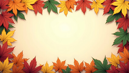 Sukkot border with seasonal leaves and traditional symbols providing space for personalized messages concept as Seasonal Sukkot frame with autumn leaves and traditional symbols for personalized text i