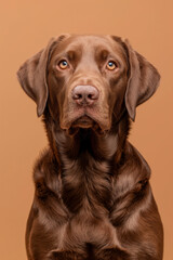 Chesapeake Bay Retriever dog on minimalistic colorful background with Copy Space. Perfect for banners, veterinary ads, pet food promotions, and minimalist designs.