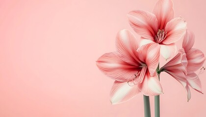 Obraz premium Amaryllis Flower with Soft Pink Background Elegant Floral Composition for Nature and Botanical Themes ,