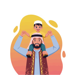 Father Giving Son Piggyback Ride Expressing Love and Happiness Together