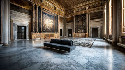 Fototapeta premium Opulent roman home interior historical context architectural design luxurious ambiance wide angle view cultural heritage