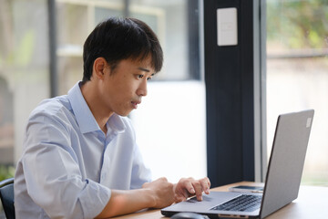 Fototapeta premium Business consultant analyzing financial data on a laptop