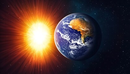 Earth axis diagram illustration showing the tilt of the Earth's rotational axis relative to its orbital plane, explaining the cause of seasonal changes and the distribution of sunlight. ,

