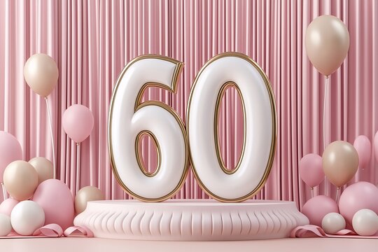 Celebrating 60th birthday bash elegant venue event decoration festive atmosphere close-up joyful celebration