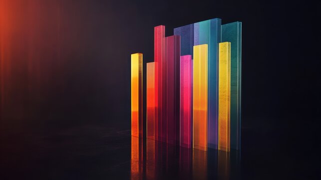 Abstract multicolored geometric shapes on dark background