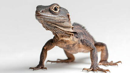 Obraz premium Frilled-neck lizard standing upright with extended frill, 