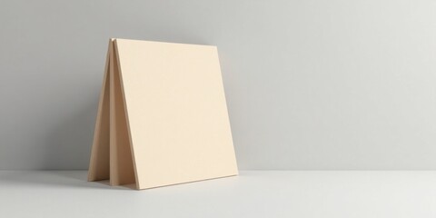 A Triangular Display of Blank Cream-Colored Panels on a Minimalist Surface
