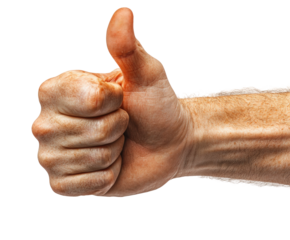Celebratory thumbs up gesture positive vibes isolated on transparent background png