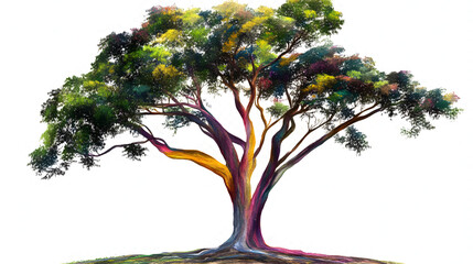 Rainbow eucalyptus tree with colorful bark, mesmerizing and tall