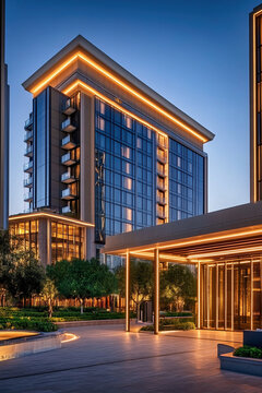 modern office building at night