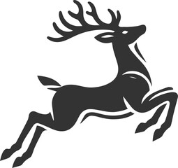 Deer taking off into a high jump, legs fully bent animal silhouette vector