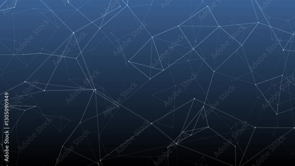 Poster Falling abstract dark blue geometric plexus connection network elegant polygonal line shapes animation background