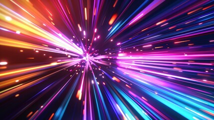 Dynamic burst of colorful light streaks