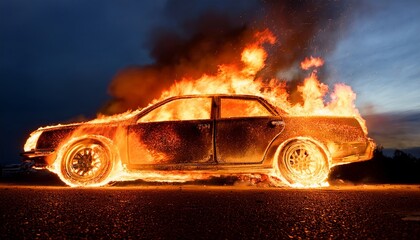 A car on fire